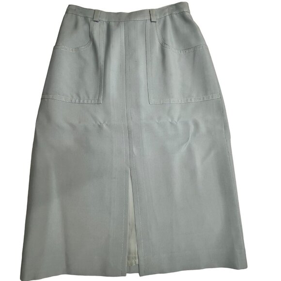 AW Light Blue A-Line Skirt With Pockets & Back Slit Size 42(Size 6 US) 81f - Picture 2 of 9